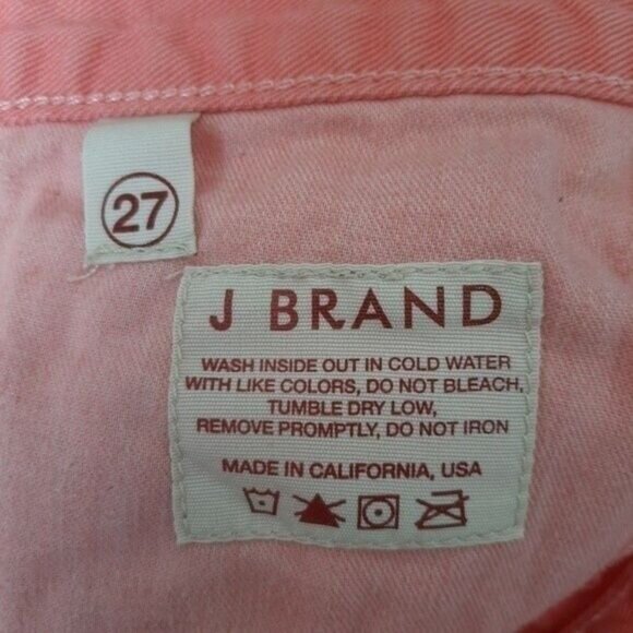 J BRAND Cut-off Short Fringe Hem Coral Neon Sz 27 - Picture 9 of 11